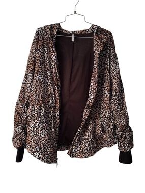 Free People Movement Printed Run Wild Leopard Print Hooded Jacket Size L